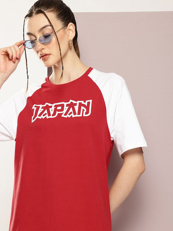 DILLINGER Colourblocked Raglan Sleeves Oversized Pure Cotton T-shirt