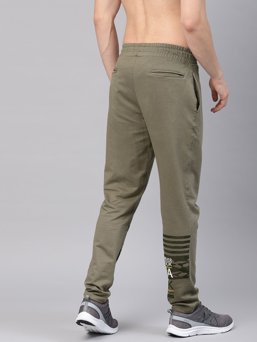 HRX by Hrithik Roshan Men Olive Green Camo Athleisure Track Pants