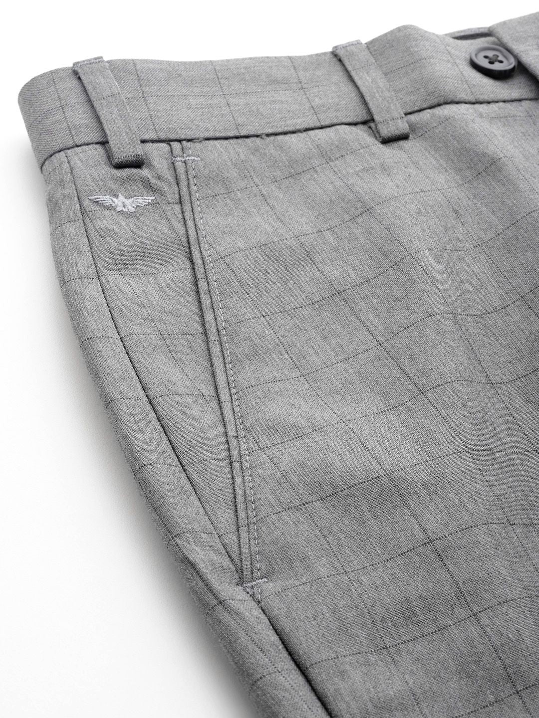 Park Avenue Men Checked Smart Fit Low-Rise Trousers