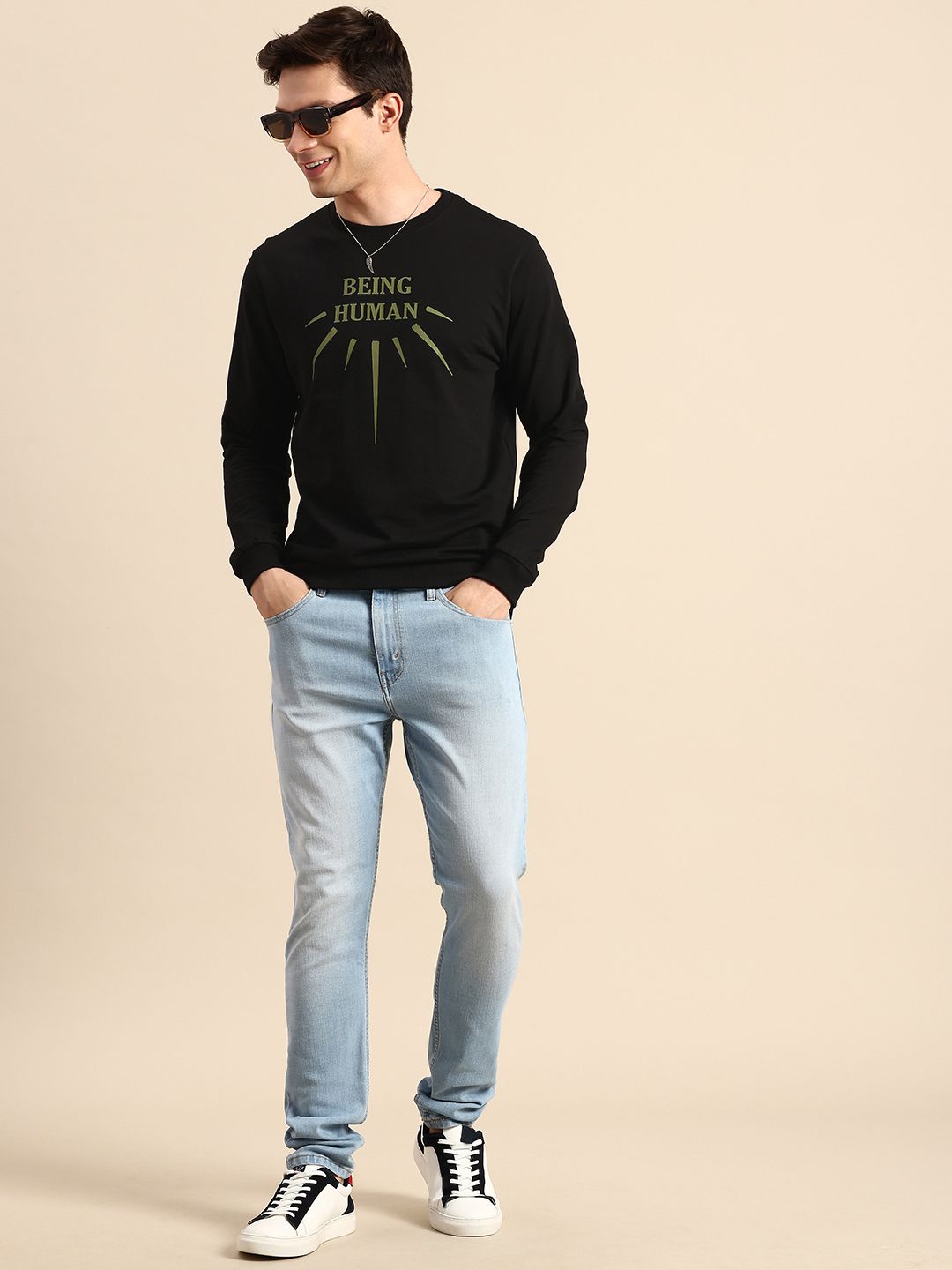Being Human Brand Logo Printed Pure Cotton Sweatshirt