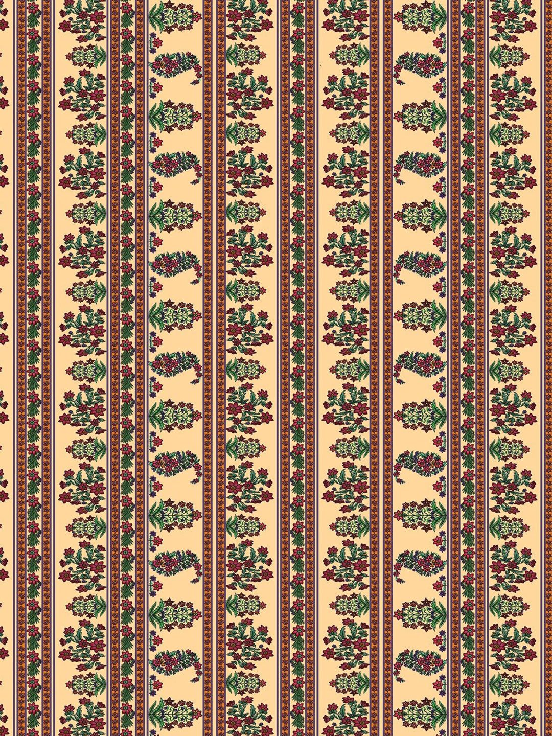 Story@home Beige & Red Ethnic Motifs 180 TC Flat Queen Bedsheet with 2 Pillow Covers
