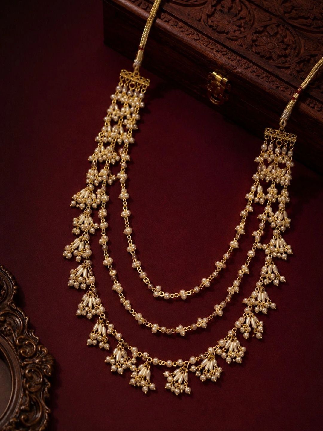 PANASH Gold-Plated Artificial Stones Beaded Statement Necklace