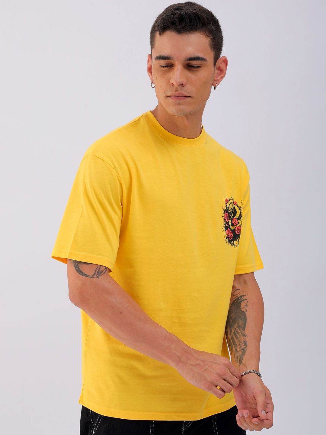 The Indian Garage Co Men Back Printed Boxy Oversized Round Neck T-shirt