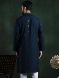 SOJANYA Motif Etnik Bersulam Kolar Mandarin Kurta Lurus Labuci
