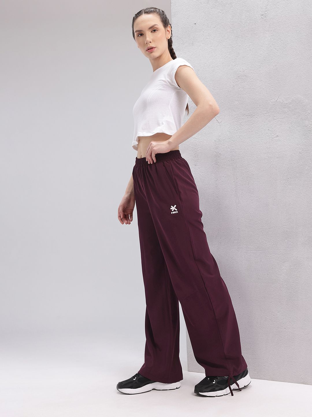 HRX by Hrithik Roshan Women Flared Lifestyle Track Pants with Toggle Hem