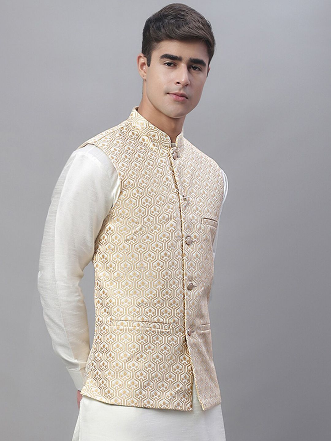 Anouk Men Woven Design Satin Jackets