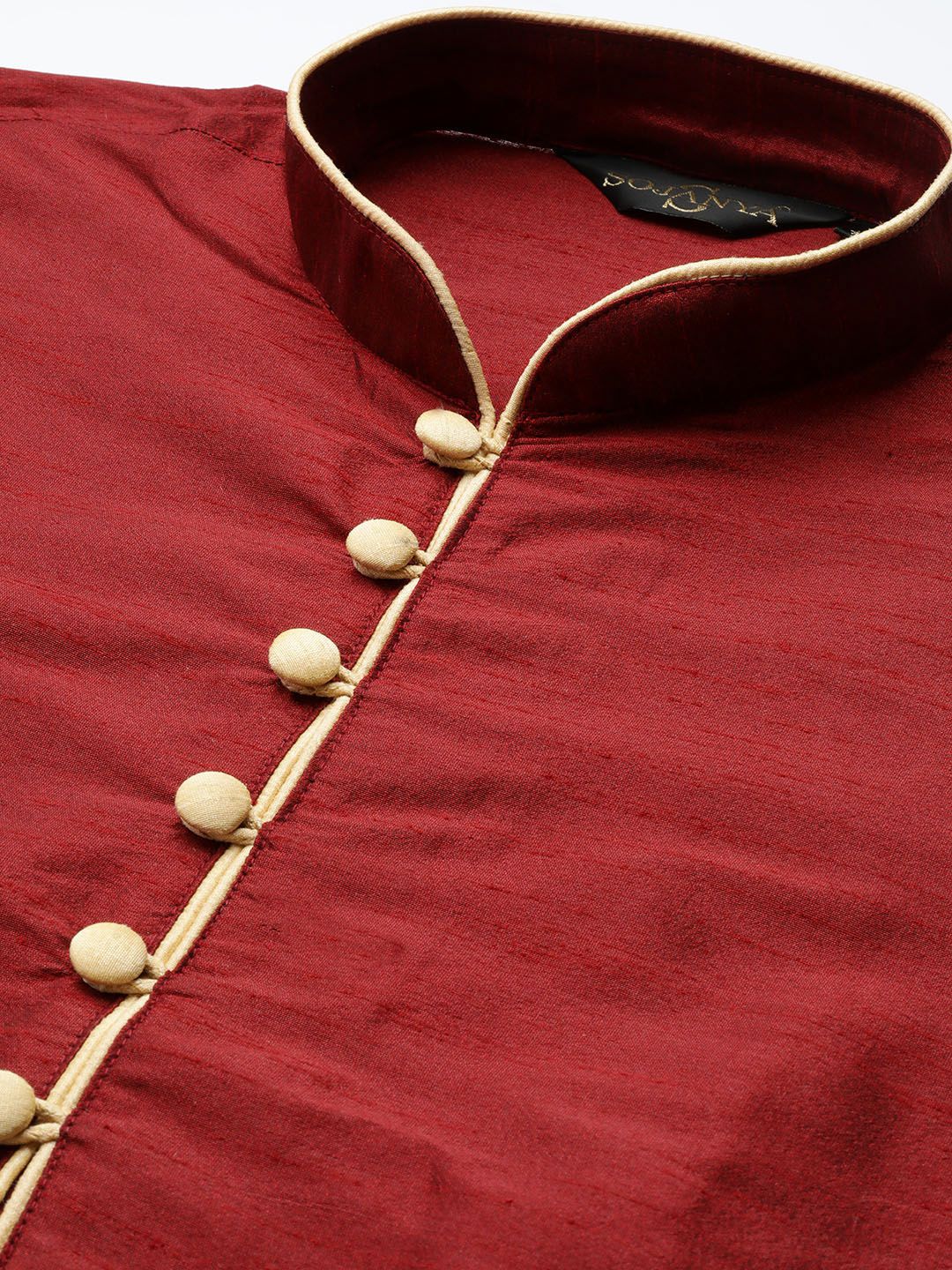SOJANYA Men Maroon Solid Straight Kurta