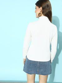 STREET 9 Women Classic White Solid Knitted Top