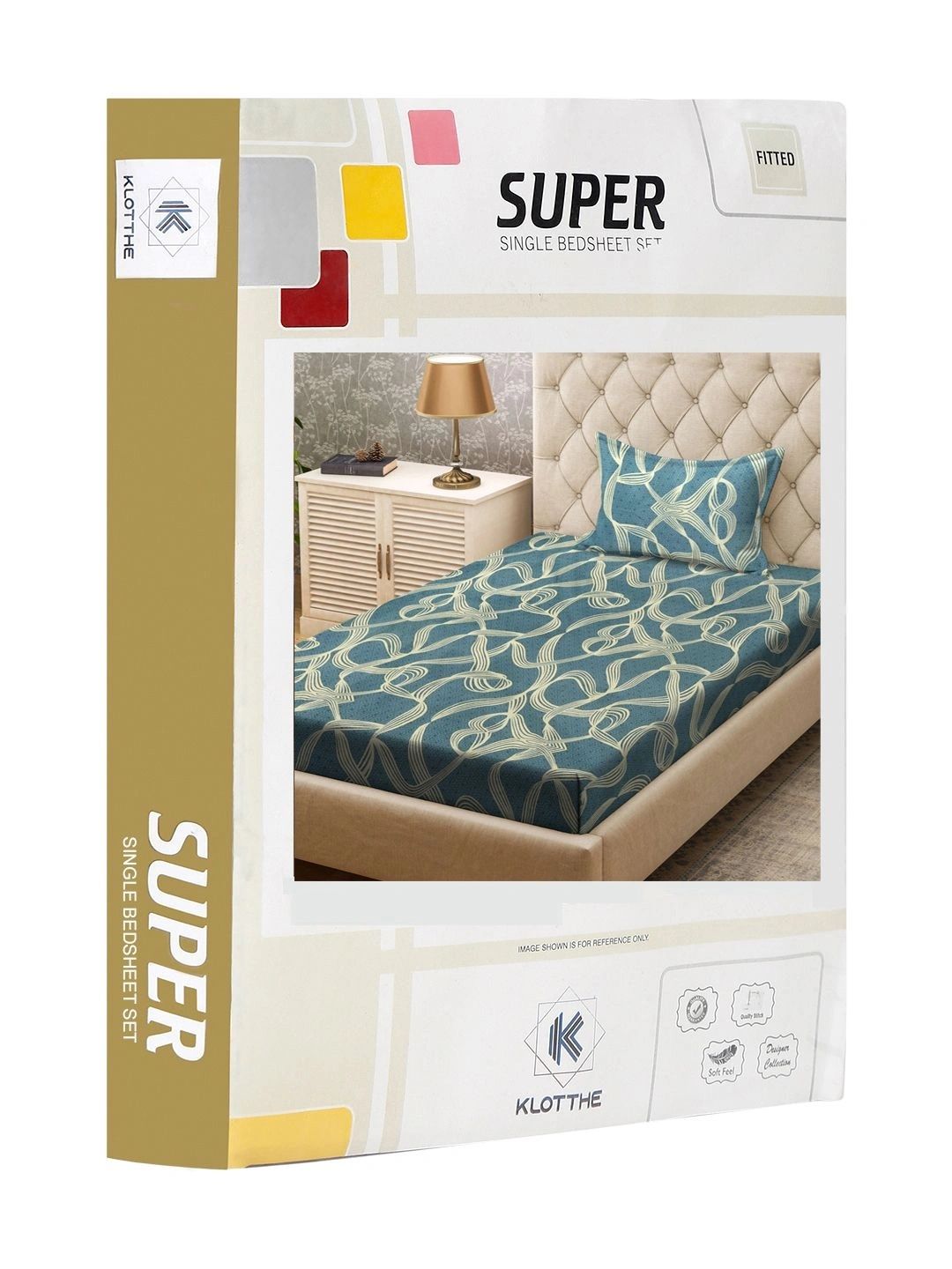 Moda Rapido X KLOTTHE Biru Turquoise & Berwarna Krim 300 TC Cadar Tempat Tidur Single dengan 1 Sarung Bantal