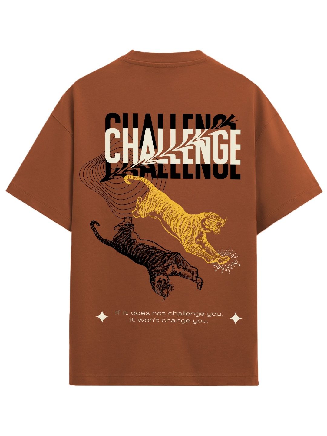 ADRO Men Printed V-Neck Applique T-shirt