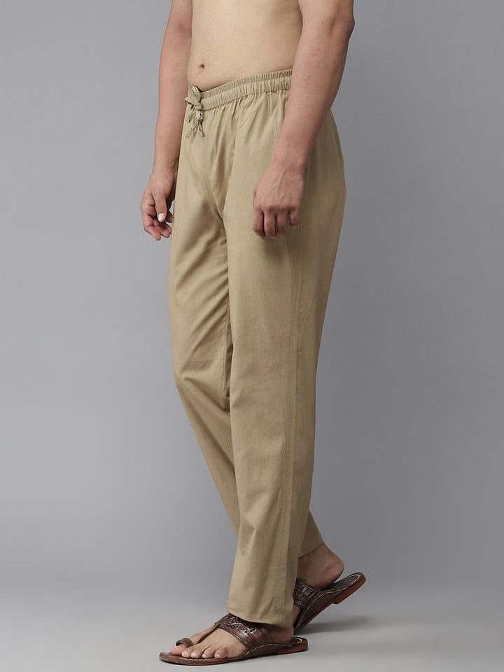 See Designs Men Khaki Solid Cotton Pyjamas