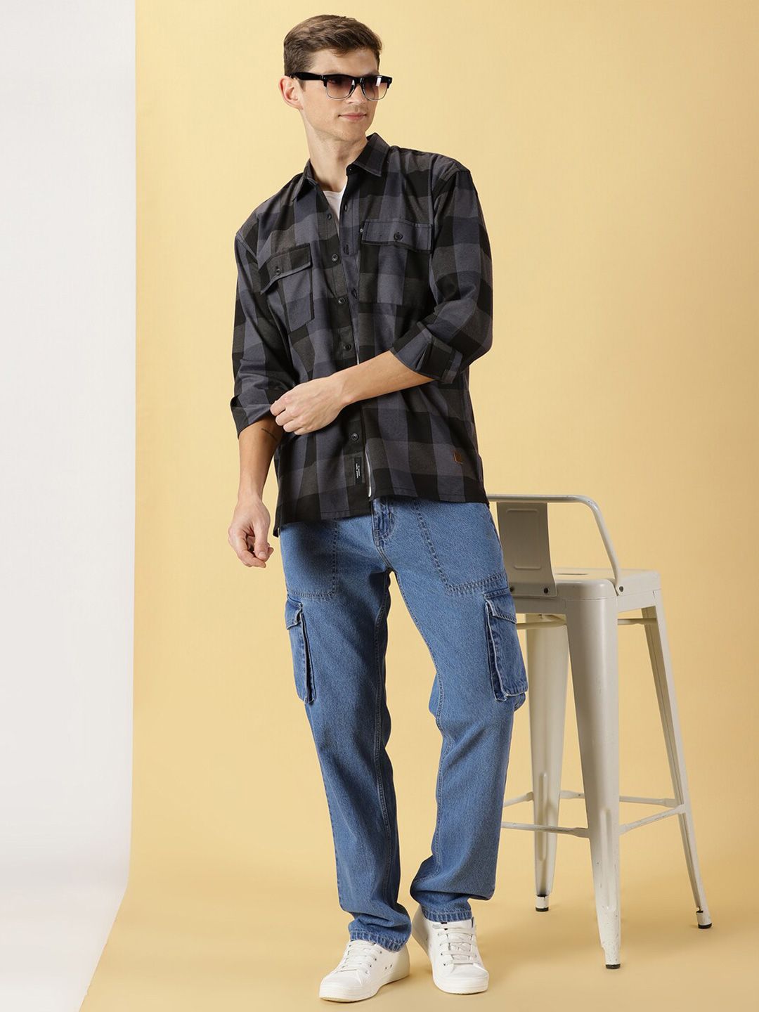 Thomas Scott Classic Buffalo Checked Twill Cotton Shirt