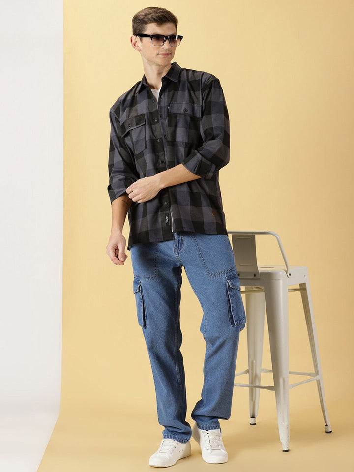 Thomas Scott Classic Buffalo Checked Twill Cotton Shirt