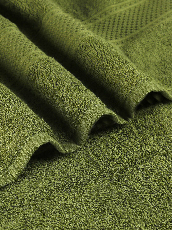 MYTRIDENT Olive Green  Coral 2 Pieces 450GSM Cotton Towel