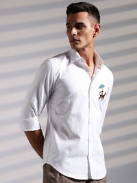 Eszett Leopard Spread Collar Cotton Shirt