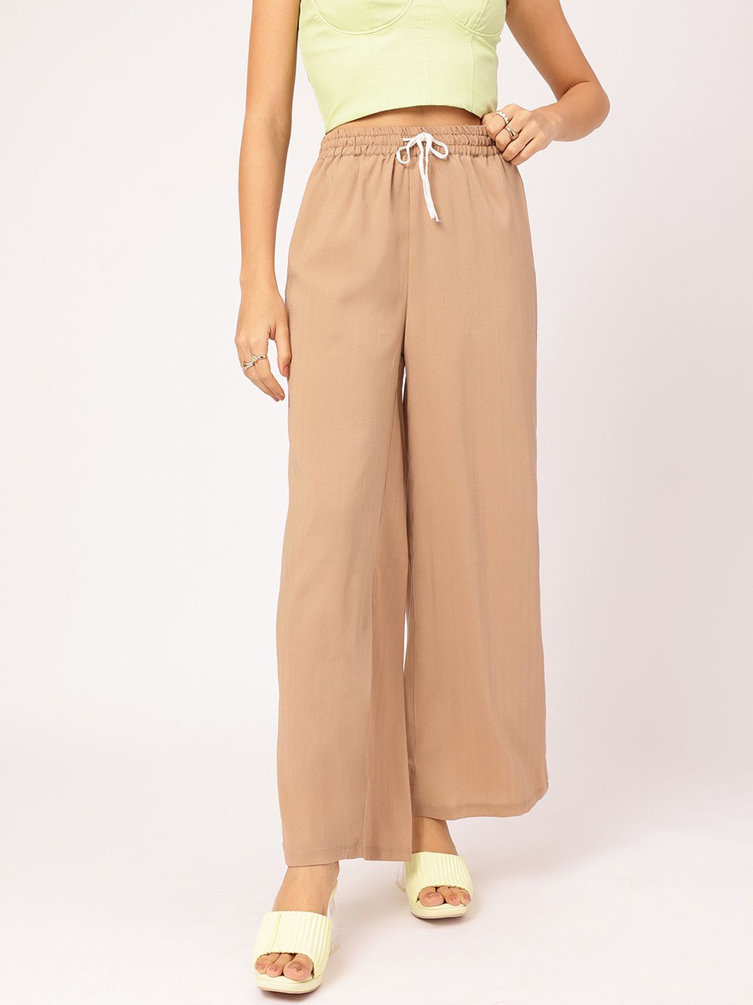 DressBerry Women Street Savvy Bold Lines High-Rise Parallel Trousers