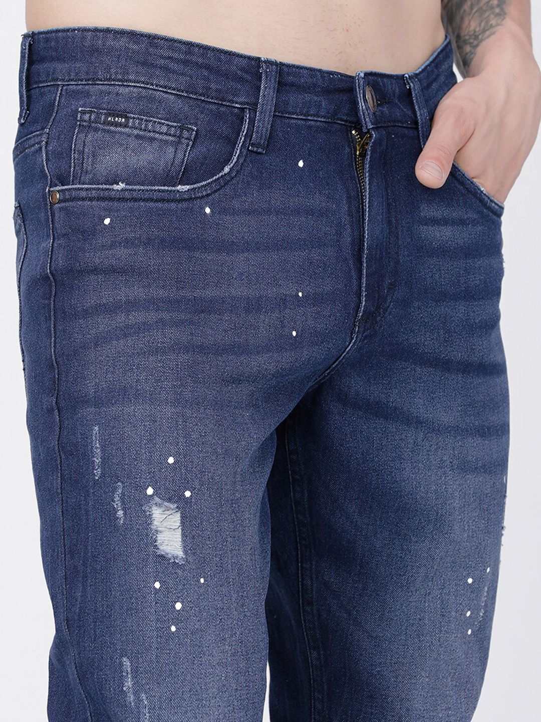 HIGHLANDER Men Blue Tapered Fit Mid-Rise Mildly Distressed Stretchable Jeans