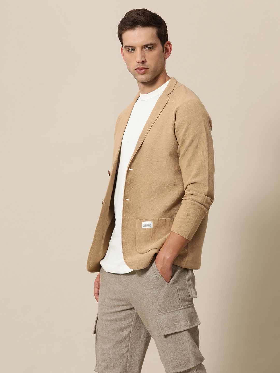 Mr Bowerbird Tailored Fit Lightweight Knitted Single-Breasted Casual Blazer