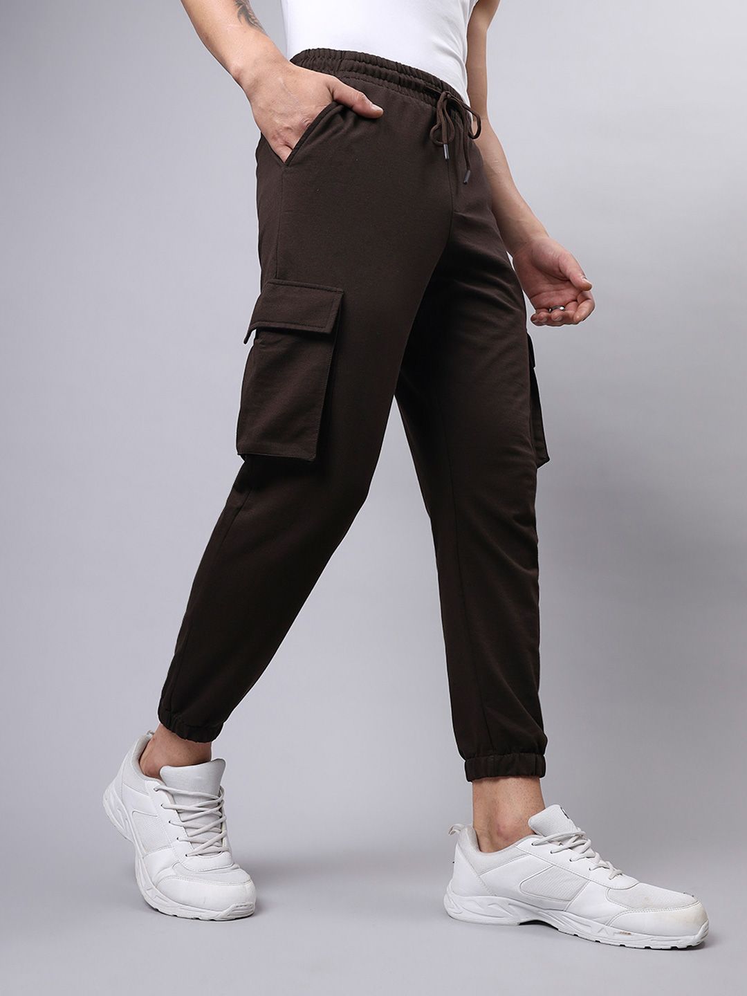 Bewakoof Men Brown Cotton Oversized Joggers