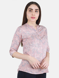Monte Carlo Floral Printed Mandarin Collar Top