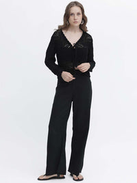 RAREISM Women Tie Up Neck Crop Sheer Shrug