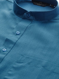 SOJANYA Men Teal Blue Solid Straight Kurta
