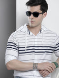 The Indian Garage Co Men White Horizontal Stripes Casual Shirt