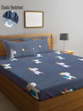 KLOTTHE Grey Graphic Polycotton 300 TC Dilengkapi Cadar King dengan 2 Sarung Bantal-98 x 89 inci