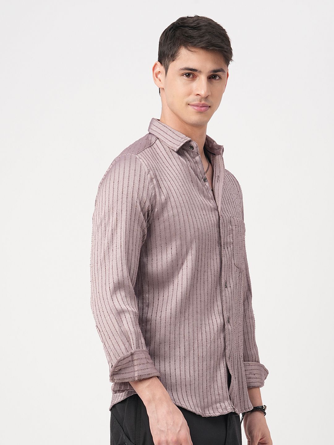 VASTRADO Men Classic Slim Fit Opaque Striped Casual Shirt