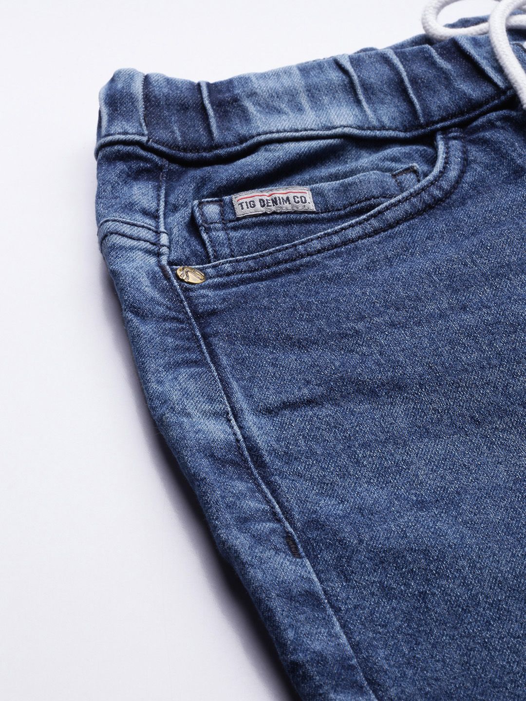 The Indian Garage Co Men Blue Light Fade Stretchable Jogger Jeans