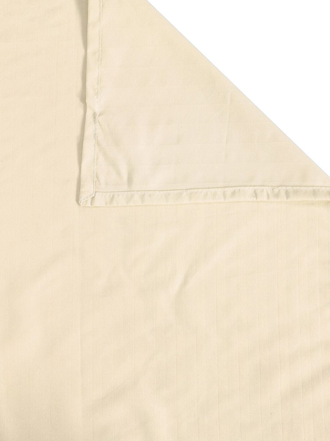 KLOTTHE Cream-Coloured Striped 210 TC King Bedsheet with 2 Pillow Covers