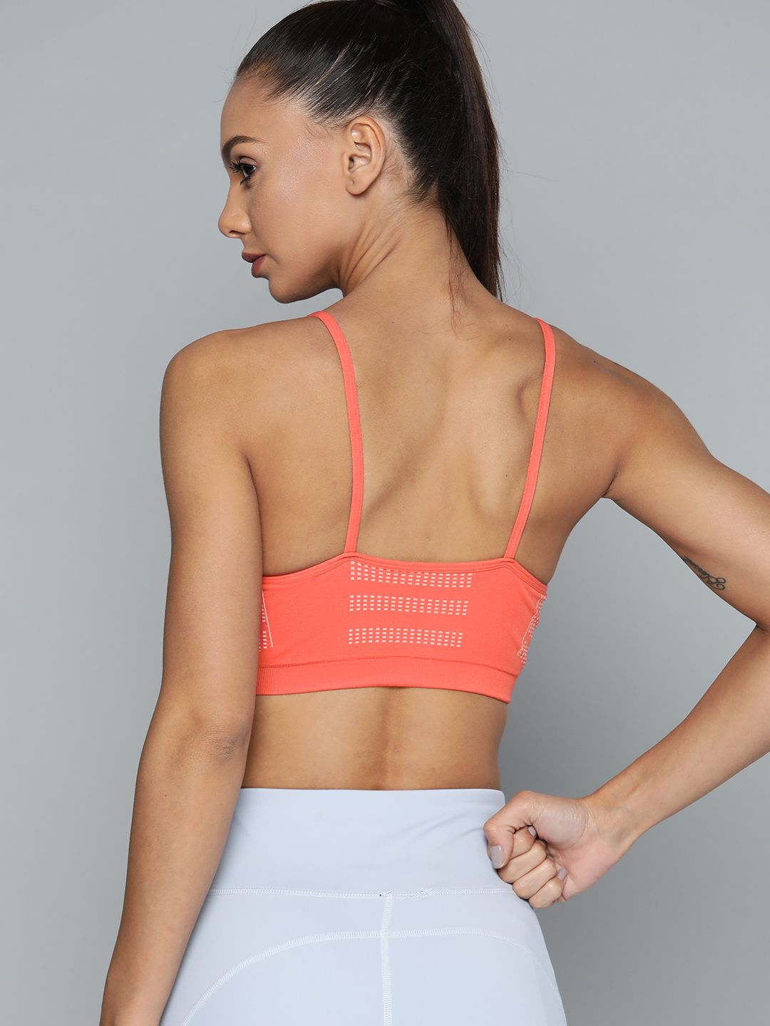 HRX by Hrithik Roshan Seamless Women Coral Orange Rapid Dry Yoga Sports Bra 3654