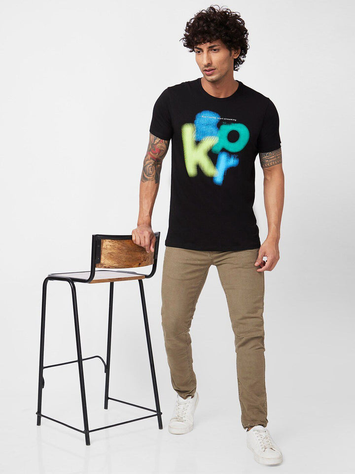 SPYKAR Graphic Printed Slim Fit Cotton T-shirt