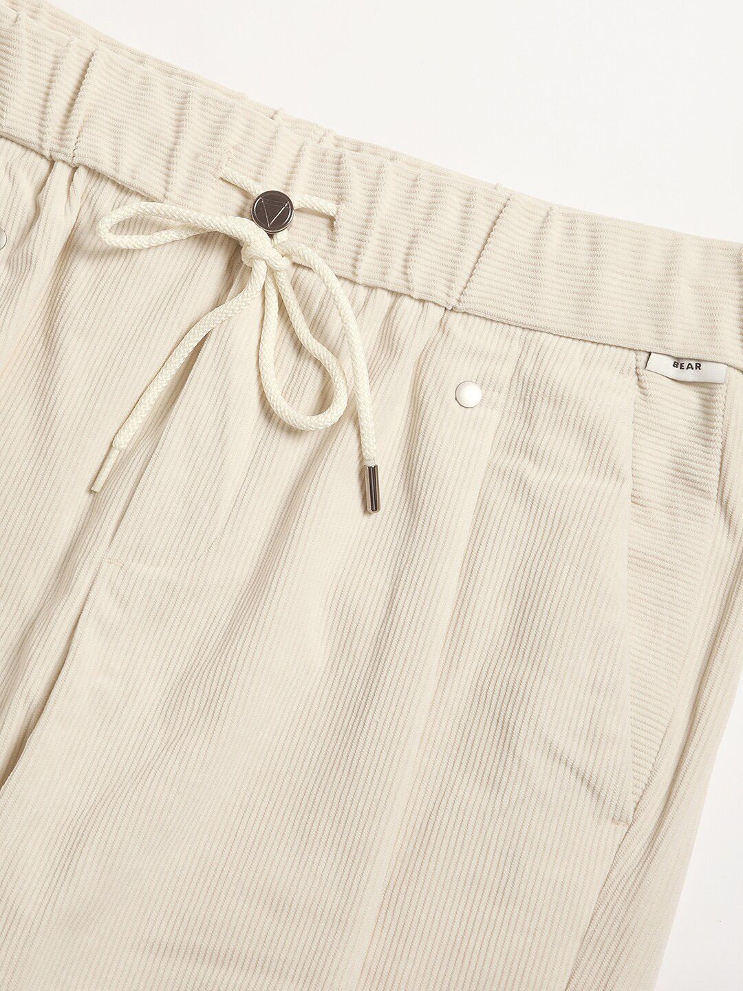 THE BEAR HOUSE Men Relaxed Loose Fit Corduroy Cotton Pleated Regular Trousers