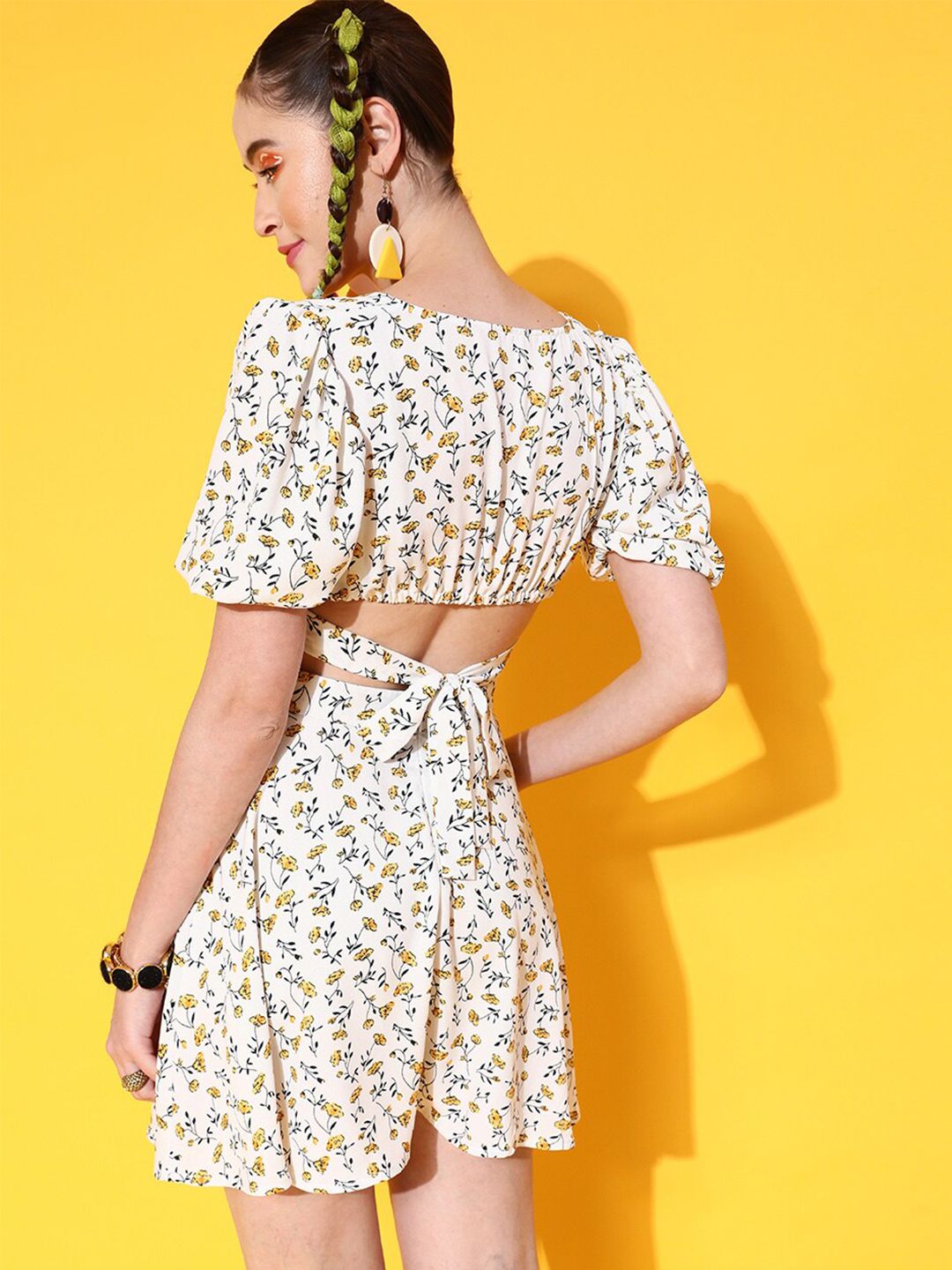 STREET 9 Women Bright Yellow Conversational Dress