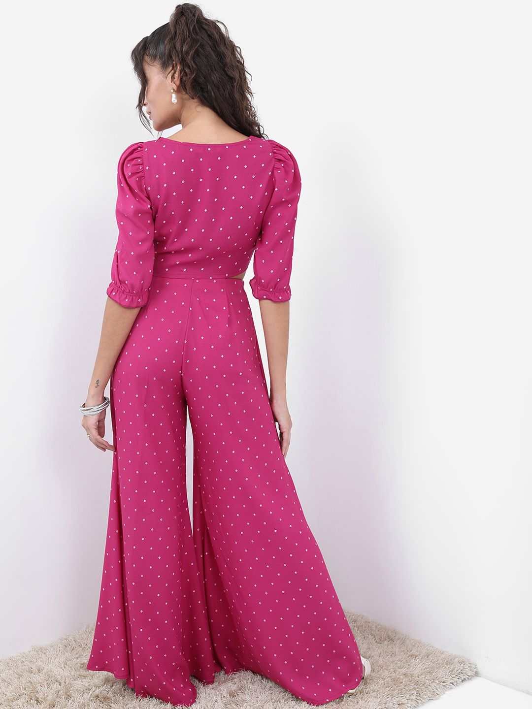 Vishudh Pink Printed Crop Top & Palazzo