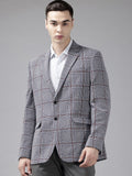Park Avenue Checked Notched Lapel Single-Breasted Formal Blazer
