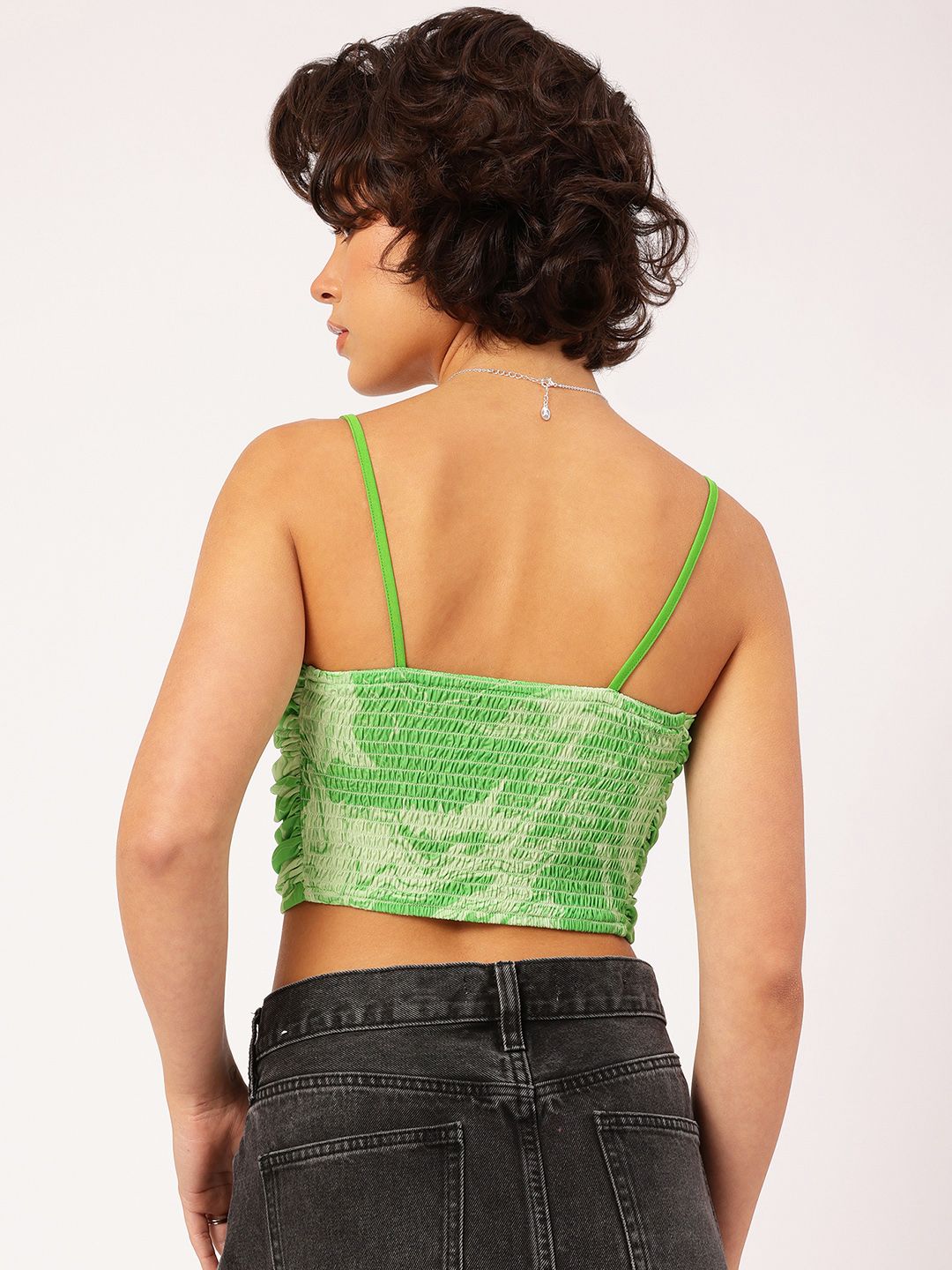 DressBerry Abstract Art Ruched & Smocked Crop Top