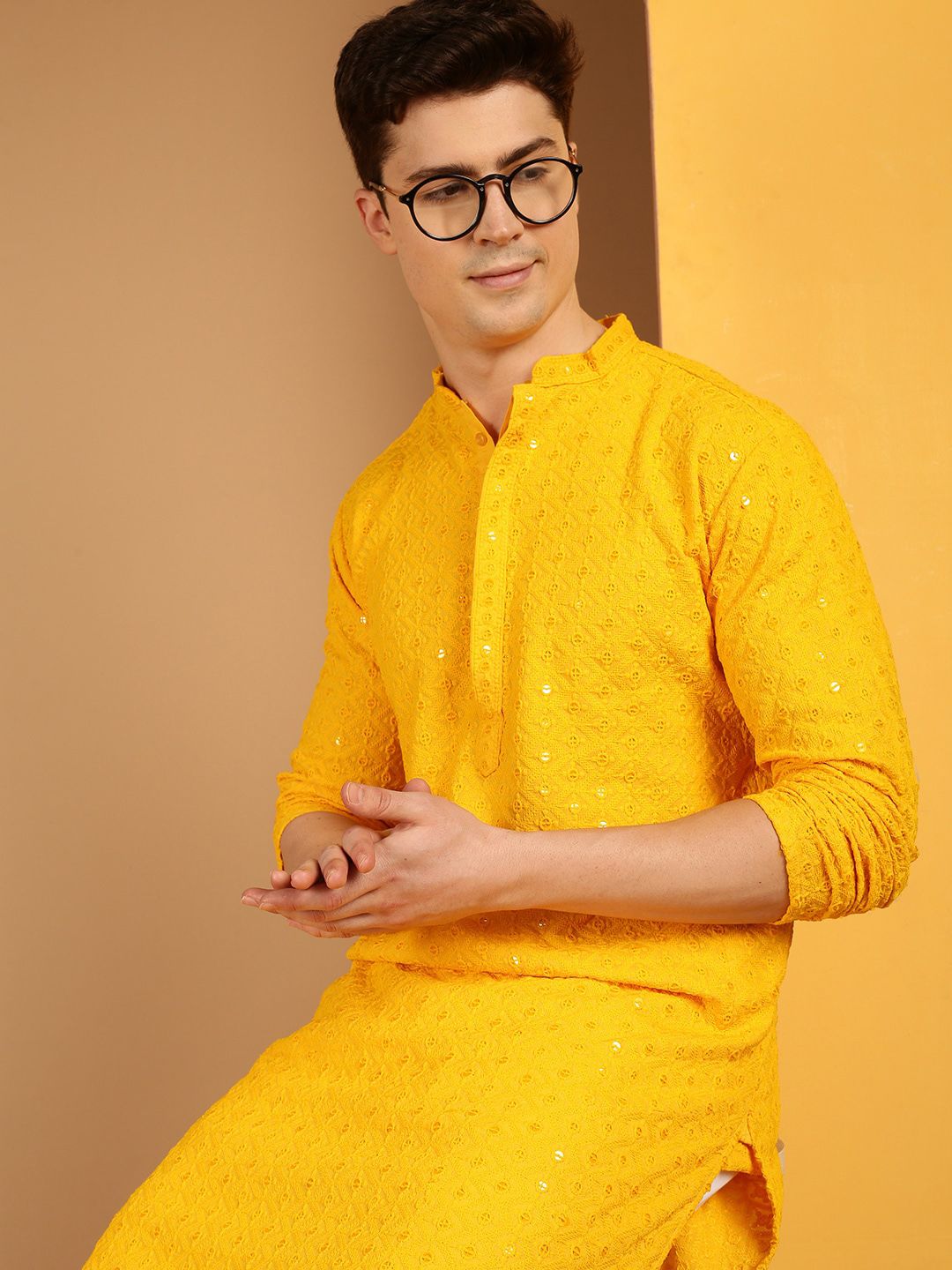 SOJANYA Motif Etnik Sulam Kurta Kapas Tulen Berlabuci
