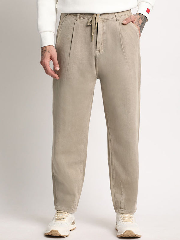 THE BEAR HOUSE Men Pleated Relaxed Fit Clean Look Pure Cotton Jeans