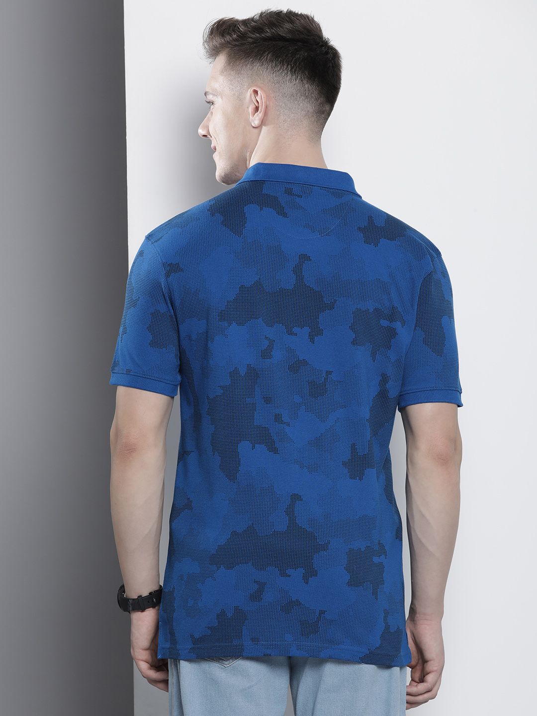 The Indian Garage Co Men Abstract Printed Polo Collar T-shirt