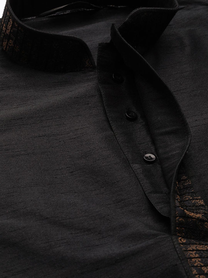 SOJANYA Lelaki Hitam Solid Kurta Lurus