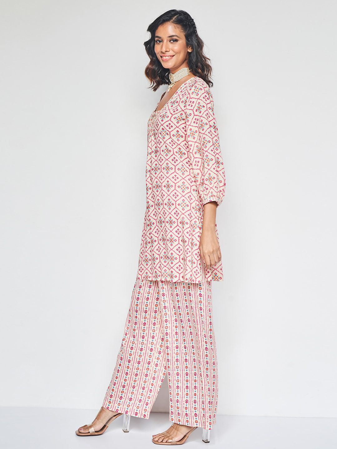 Global Desi Ethnic Printed Kurta with Palazzos