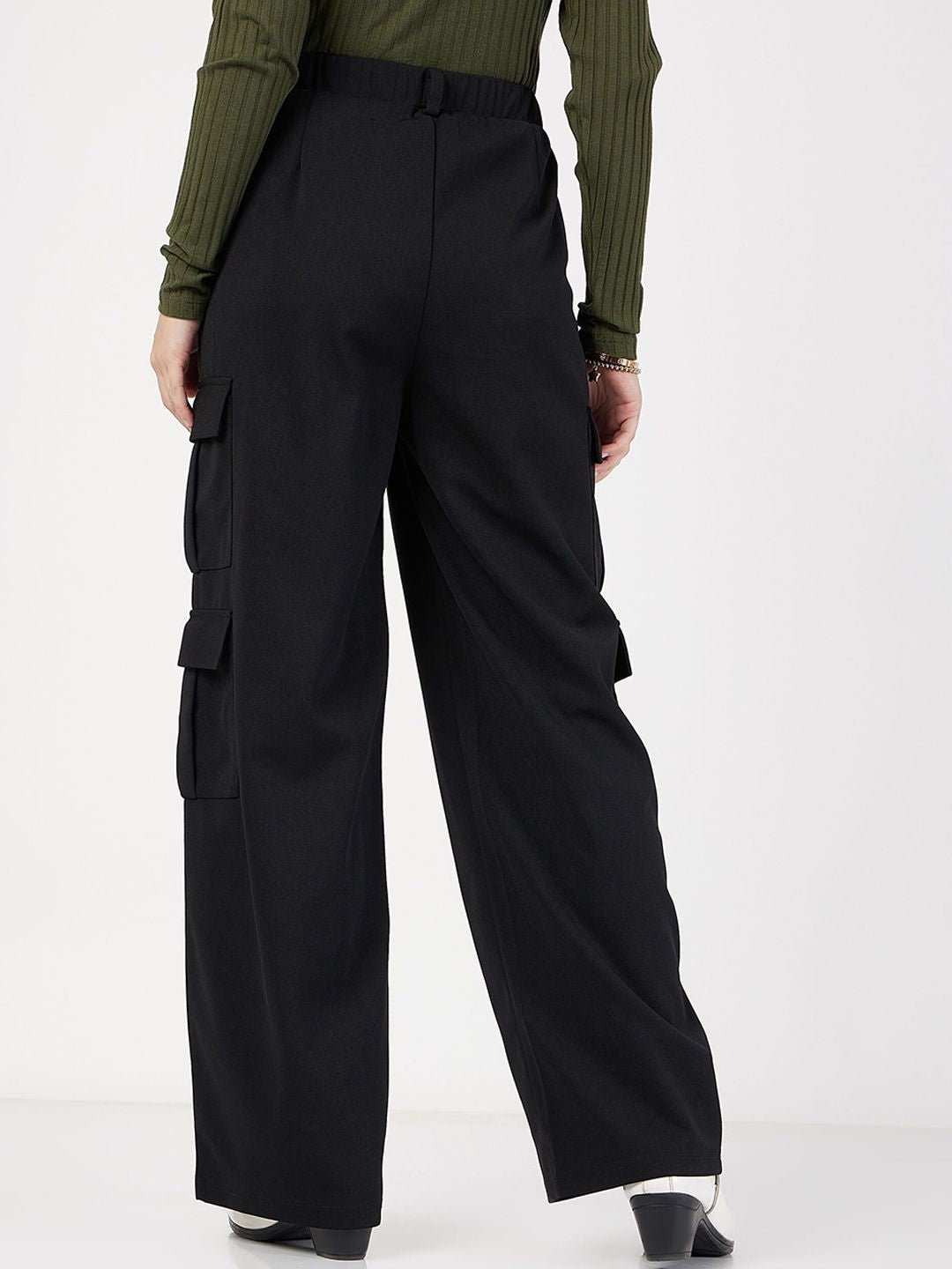 SASSAFRAS Women Plain Flat-Front High-Rise Cargos
