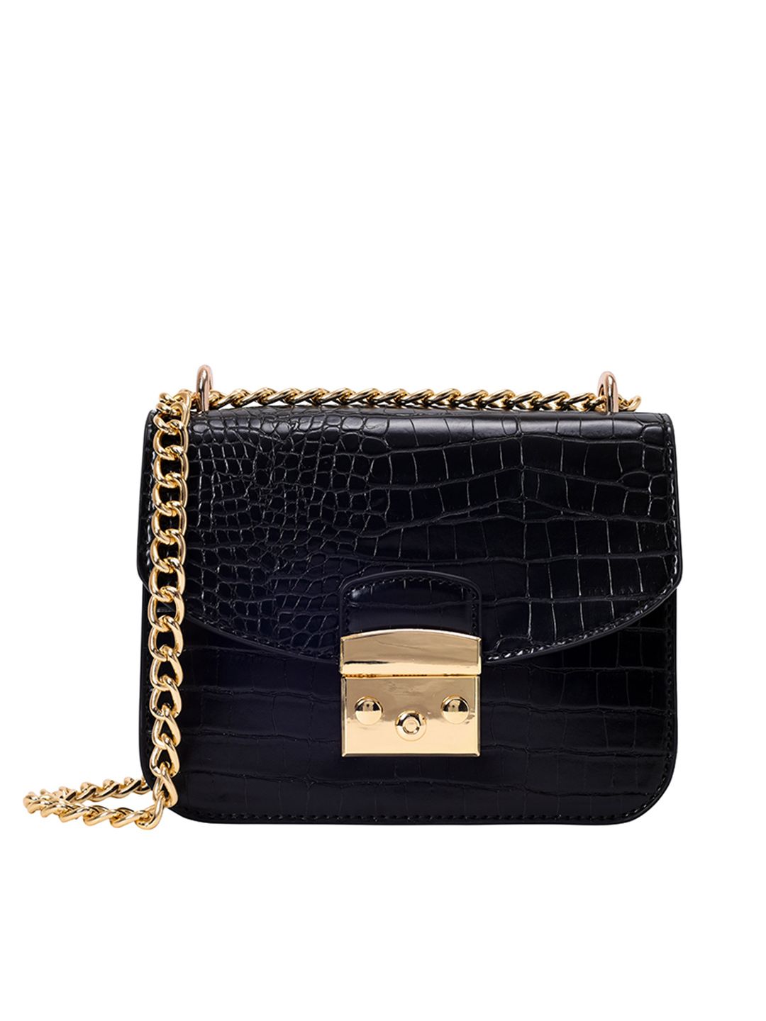 Lino Perros Croc Textured Structured Shoulder Bag