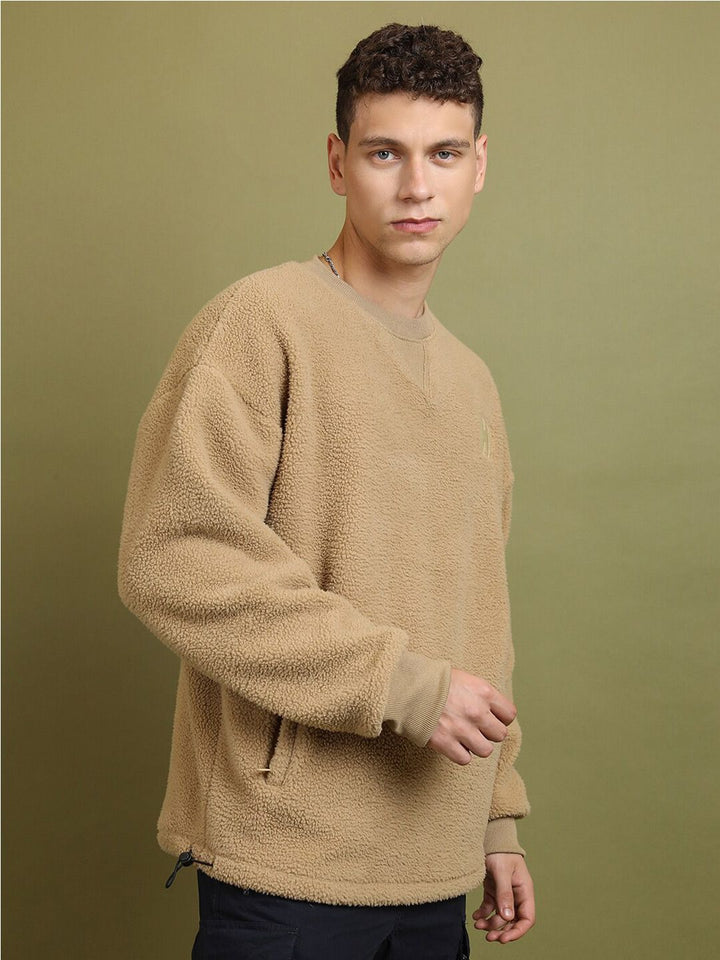 HIGHLANDER Brown Oversized Drop Shoulder Sleeves Sweatshirt