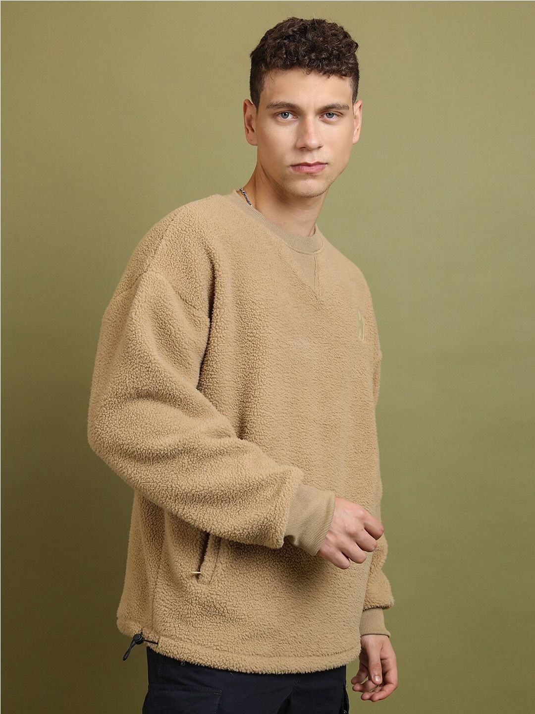 HIGHLANDER Brown Oversized Drop Shoulder Sleeves Sweatshirt
