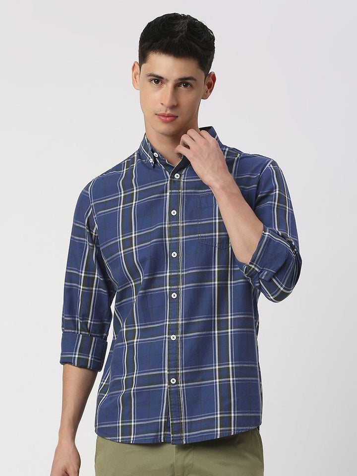 Being Human Men Slim Fit Button-Down Collar Opaque Checked Casual Shirt