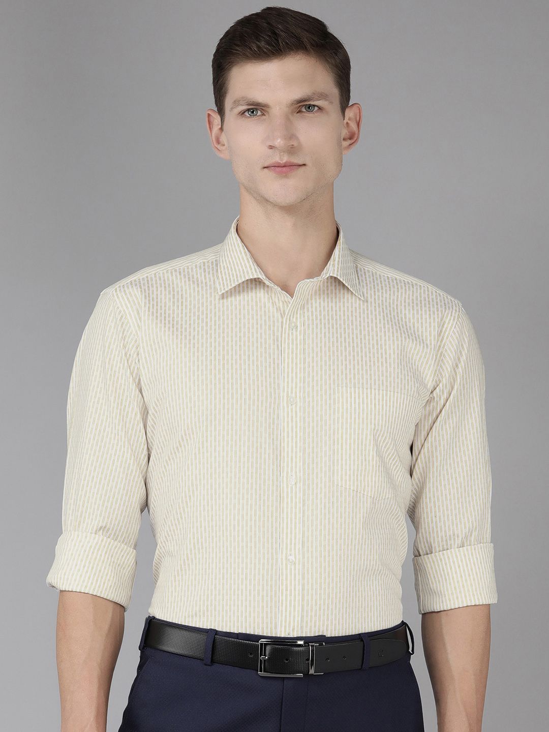 Park Avenue Men Pure Cotton Slim Fit Striped Formal Shirt