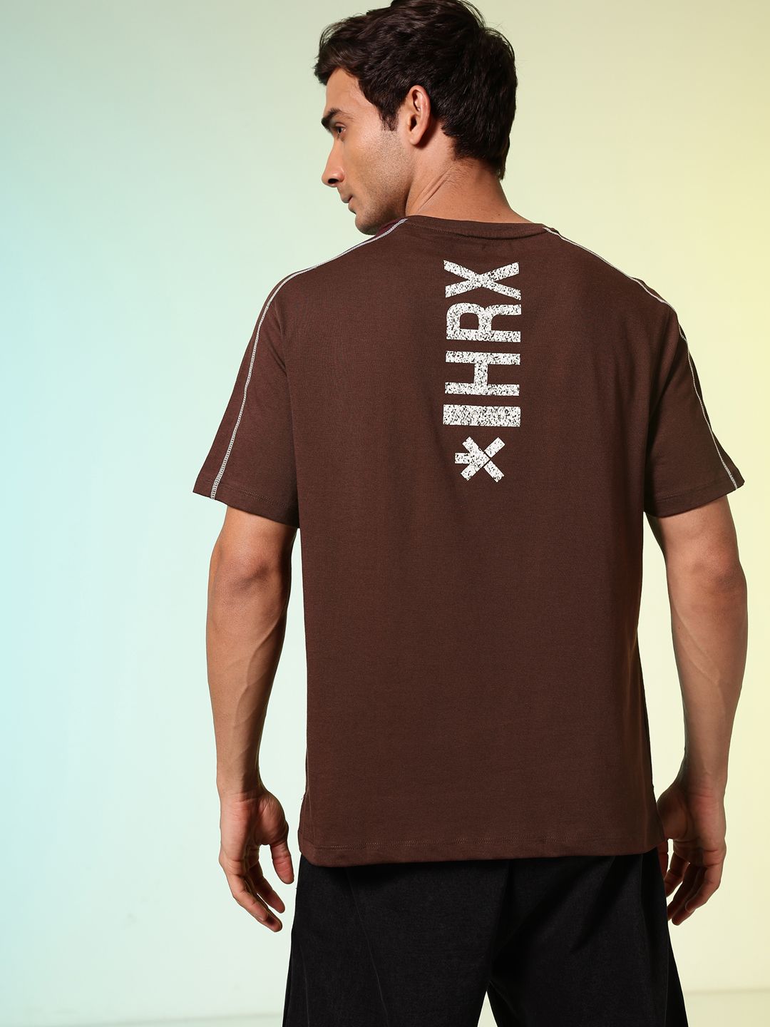 HRX by Hrithik Roshan Printed Drop-Shoulder Sleeves Relaxed Fit Training T-shirt